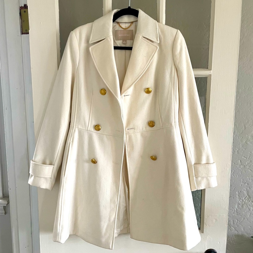 Banana Republic White Cream Coat